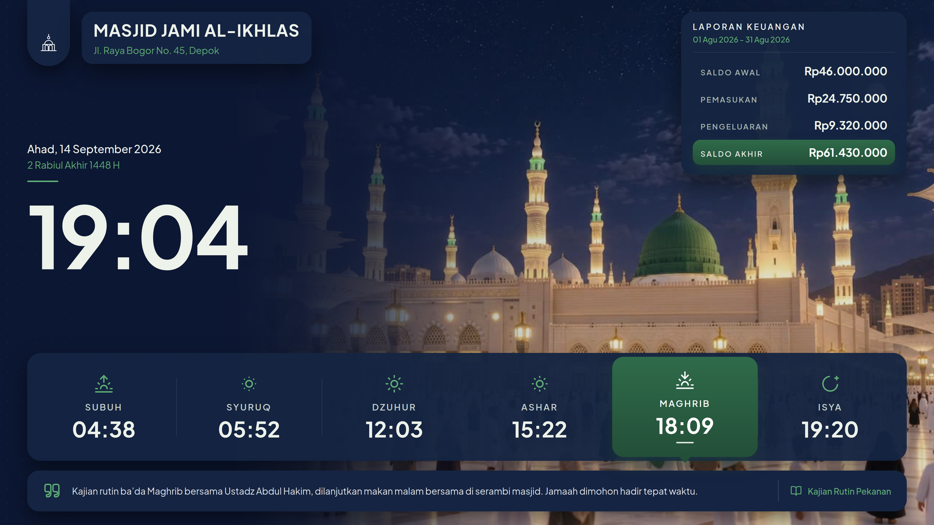 Tema display Abajid Madinah Night Amanah